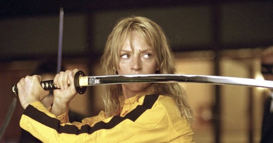 Uma Thurman empuña una katana en un fotograma de Kill Bill